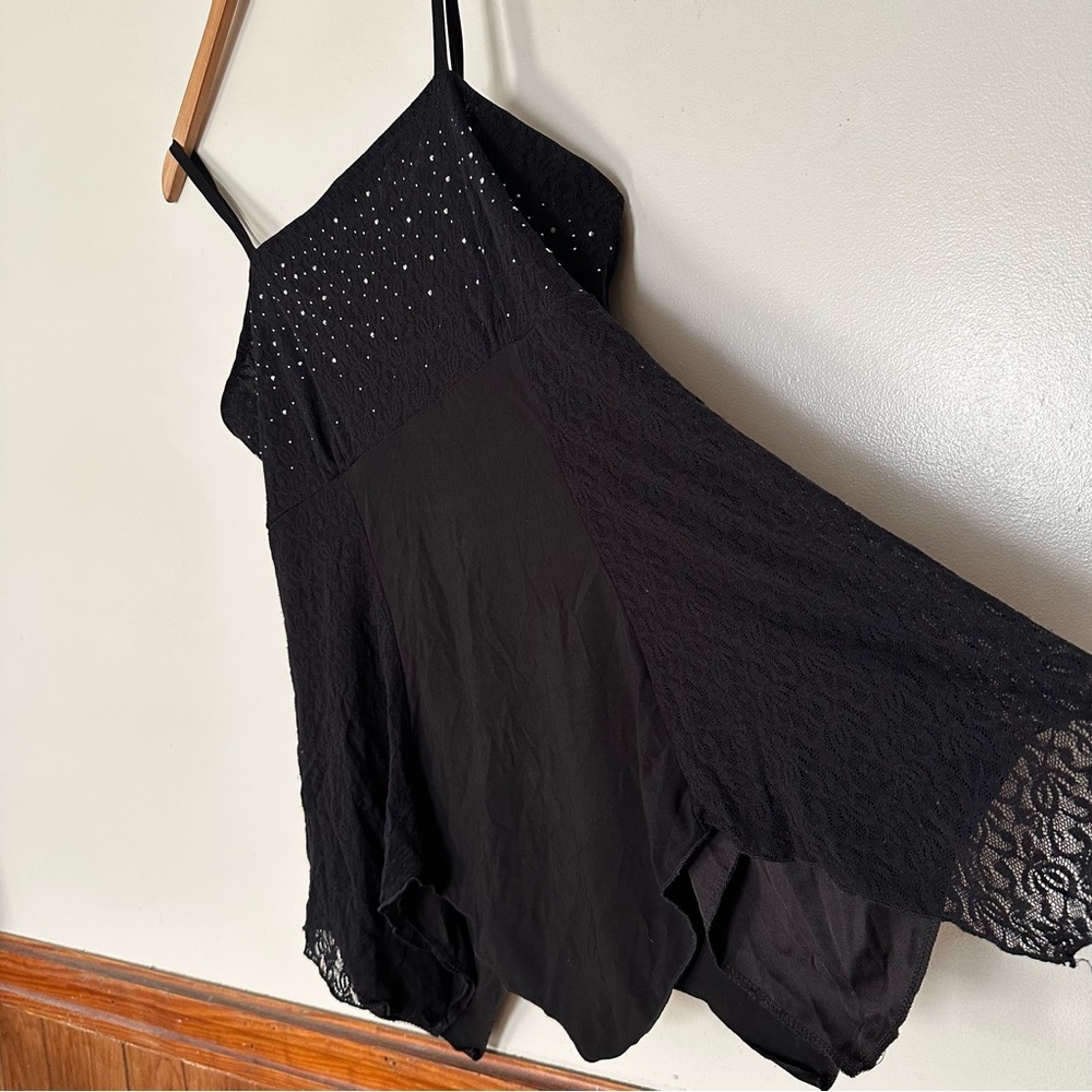 Y2K Whimsigoth Mesh Lace Babydoll Cami Top Size 1X Dark Romantic